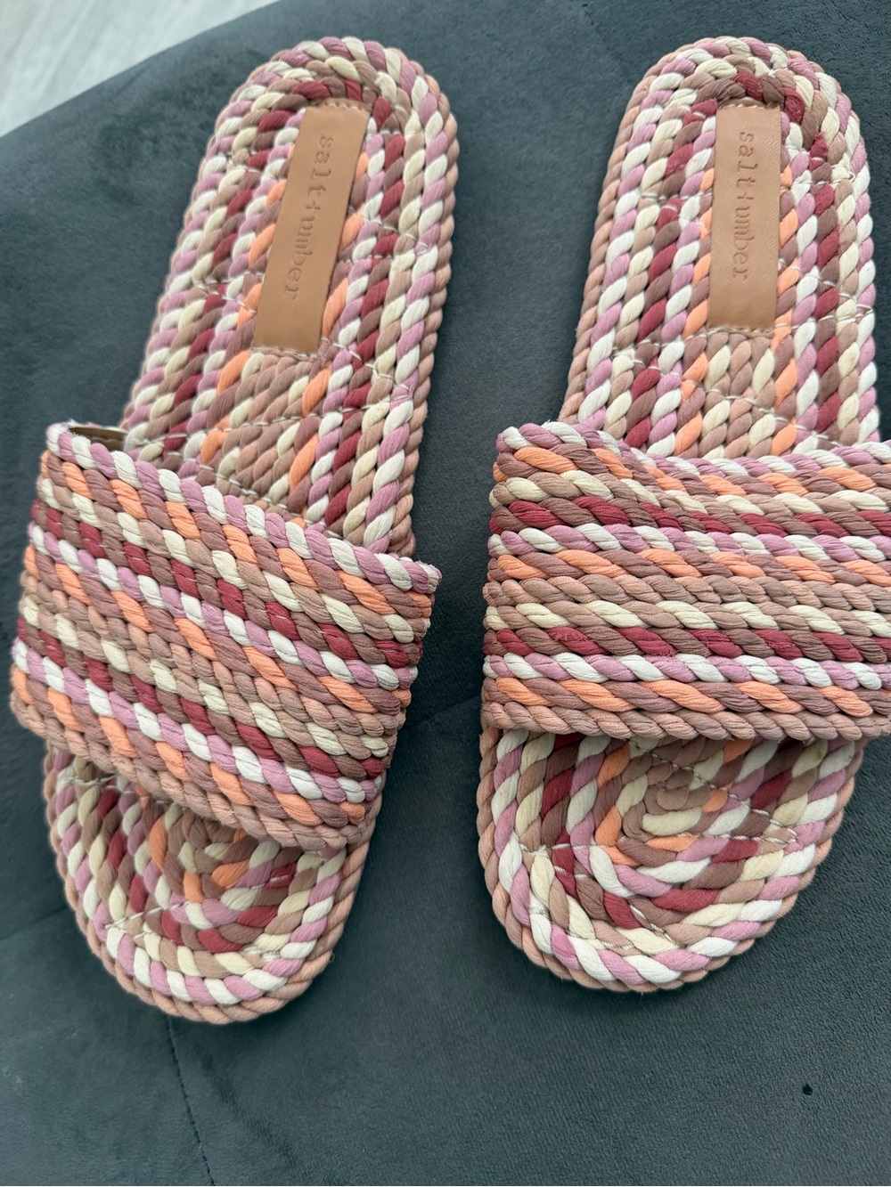 Salt & Umber Women's Braided Slide Sandals in Multi Pink